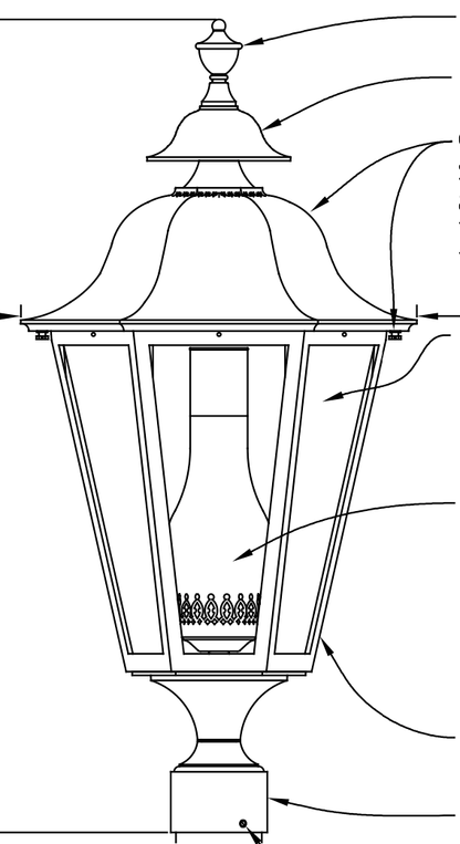 Hanover Lantern B5530 Large Manor Post Mount