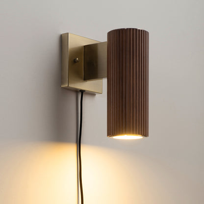 Nova of California Tambo Wall Sconce - Dark Walnut Wood Finish, Weathered Brass, Dimmer 3010832DW