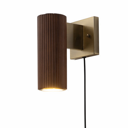 Nova of California Tambo Wall Sconce - Dark Walnut Wood Finish, Weathered Brass, Dimmer 3010832DW