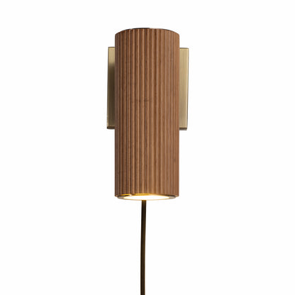 Nova of California Tambo Wall Sconce - Natural Ash Wood Finish, Weathered Brass, Dimmer 3010832LW