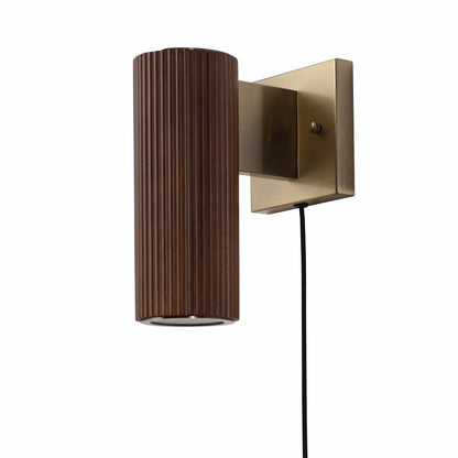 Nova of California Tambo Wall Sconce - Dark Walnut Wood Finish, Weathered Brass, Dimmer 3010832DW