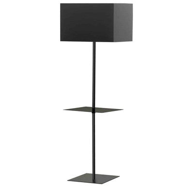 Dainolite 1 Light Incan Square Base with Square Shelf, Matte Black with Black Shade TAB-S491F-BK