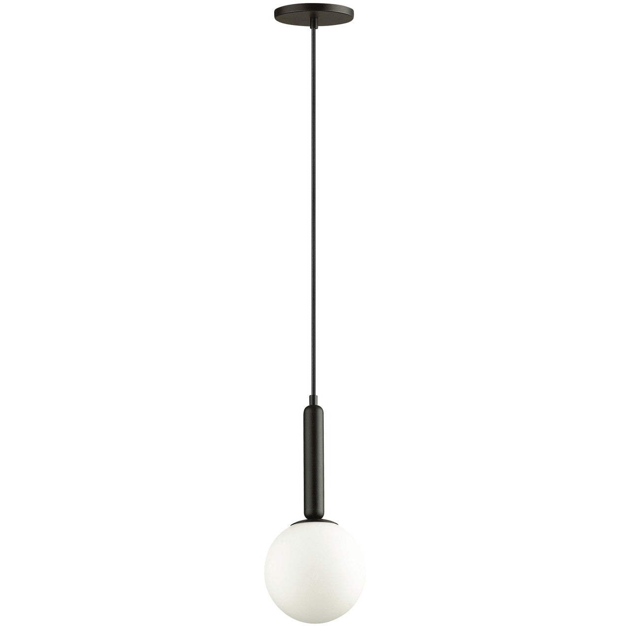 Dainolite 1 Light Incandescent Pendant, Matte Black with White Glass TAR-61P-MB-WH