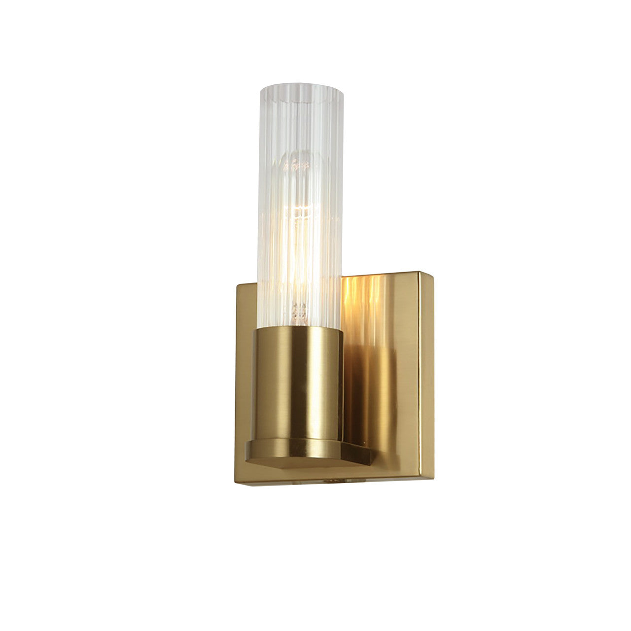 Dainolite 1 Light Incand Wall Sconce, Aged Brass w/ Clear Fluted Glass TBE-41W-AGB