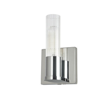 Dainolite 1 Light Incand Wall Sconce, Polished Chrome w/ Clear Fluted Glass TBE-41W-PC