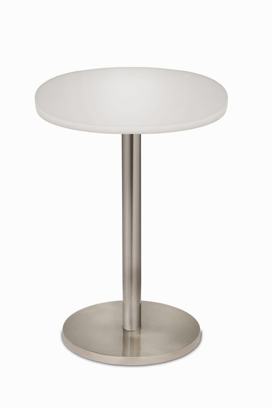 Stiffel Table in Satin Nickel with 18" Diameter Opal Acrylic Table Top TBL-A1005-SN