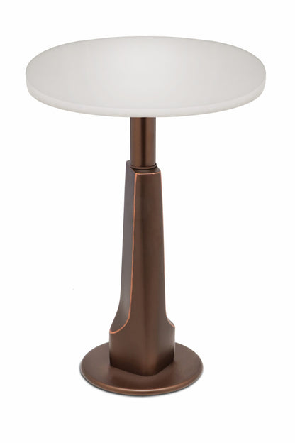 Stiffel Table in Oxidized Bronze with 18" Diameter Opal Acrylic Table Top TBL-K6184-N6246-OB