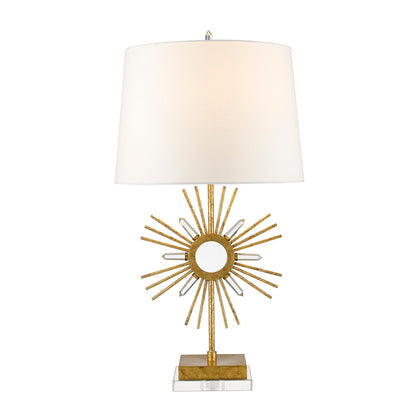 Lucas McKearn Sun King Buffet Table Lamp in Distressed Gold and Crystal By Lucas McKearn