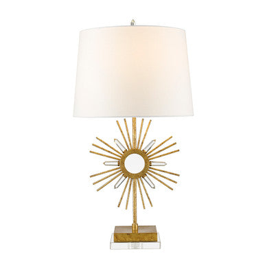 Lucas McKearn Sun King Buffet Table Lamp in Distressed Gold and Crystal By Lucas McKearn