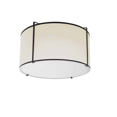 Dainolite 2 Light Flush Mount Drum Black/Cream Shade w/ White Fabric Diffuser  TRA-121FH-BK-CRM