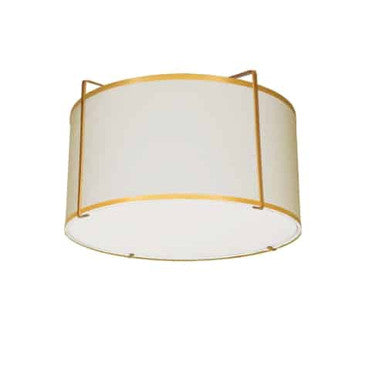 Dainolite 2 Light Flush Mount Drum Gold/Cream Shade w/ White Fabric Diffuser  TRA-121FH-GLD-CRM