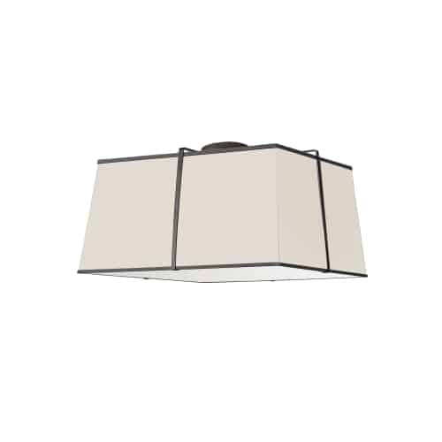 Dainolite 3 Light Black Flush Mount Cream Shade w/ White Fabric Diffuser  TRA-163FH-BK-CRM