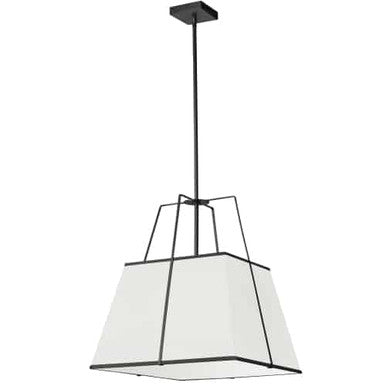 Dainolite 1 Light Black Pendant White Shade w/ White Fabric Diffuser TRA-181P-BK-WH