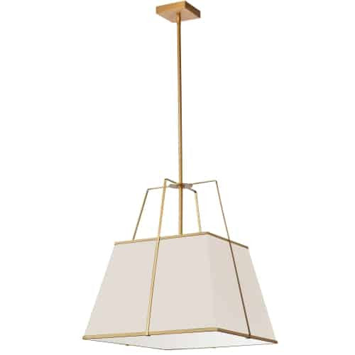 Dainolite 1 Light Gold Pendant Cream Shade w/ White Fabric Diffuser TRA-181P-GLD-CRM