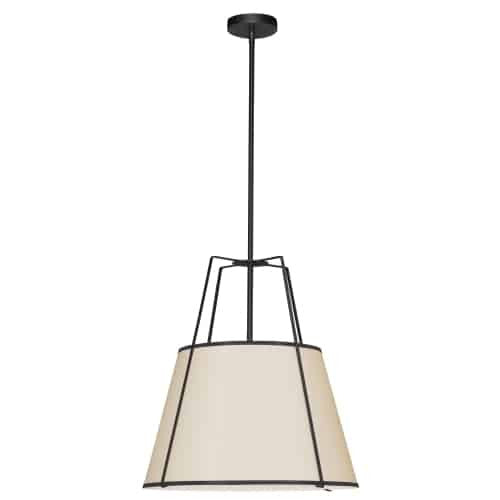 Dainolite 1 Light Trapezoid Pendant Black/Cream Shade w/ White Fabric Diffuser  TRA-1P-BK-CRM