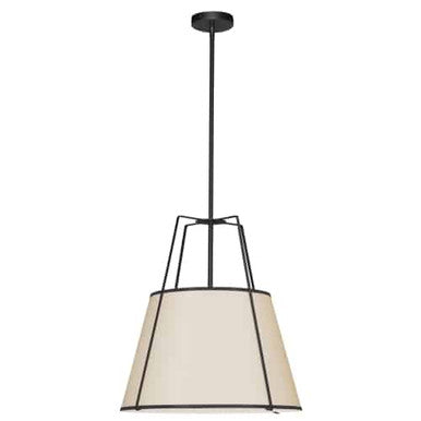 Dainolite 1 Light Trapezoid Pendant Black/Cream Shade w/ White Fabric Diffuser  TRA-1P-BK-CRM