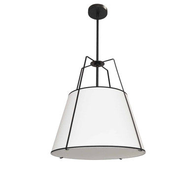 Dainolite 1 Light Trapezoid Pendant Black White Shade with 790 Diffuser  TRA-1P-BK-WH