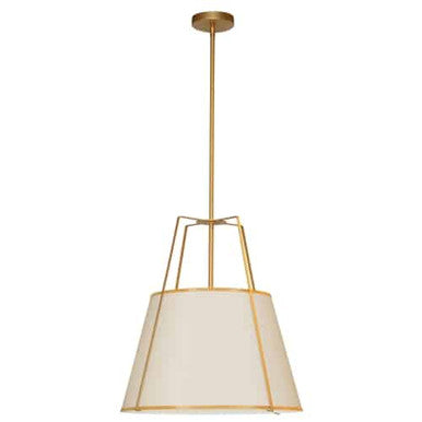 Dainolite 1 Light Trapezoid Pendant GLS/Cream Shade w/ White Fabric Diffuser  TRA-1P-GLD-CRM