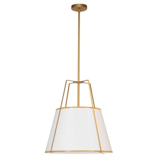 Dainolite 1 Light Trapezoid Pendant Gold frame and White Shade w/ 790 Diffuser TRA-1P-GLD-WH