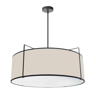 Dainolite 4 Light Drum Pendant Black/Cream Shade w/ White Fabric Diffuser  TRA-244P-BK-CRM