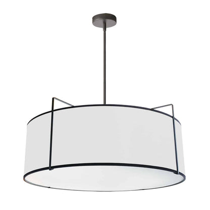 Dainolite 4 Light Drum Pendant, Black/White Shade, 790 Diffuser, Black TRA-244P-BK-WH