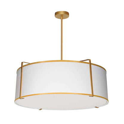 Dainolite 4 Light Drum Pendant, Gold/White Shade, 790 Diffuser,Gold TRA-244P-GLD-WH