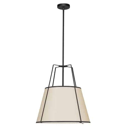 Dainolite 3 Light Trapezoid Pendant Black/Cream Shade w/ White Fabric Diffuser  TRA-331P-BK-CRM