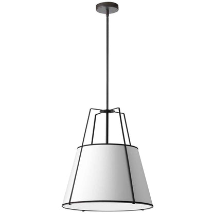 Dainolite 3 Light Incandescent Pendant Matte Black with White Shade TRA-331P-BK-WH