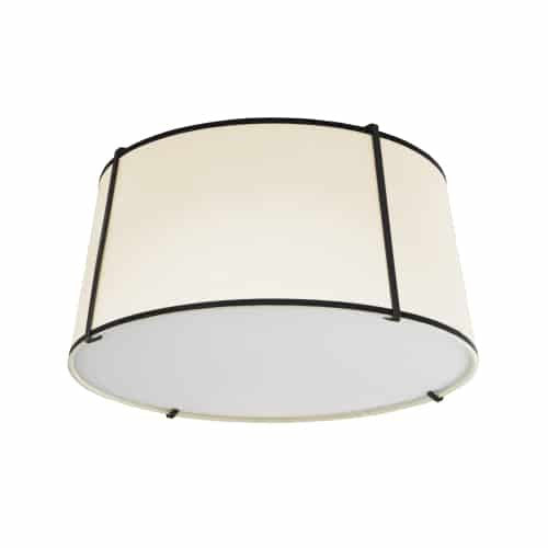 Dainolite 3 Light Trapezoid FlushMount Black/Cream Shade w/ White Fabric Diffuser  TRA-3FH-BK-CRM