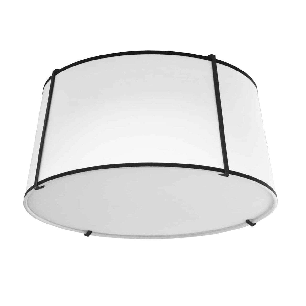 Dainolite 3 Light Trapezoid Flush Mount Black White Shade with 790 Diffuser TRA-3FH-BK-WH