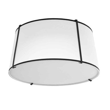 Dainolite 3 Light Trapezoid Flush Mount Black White Shade with 790 Diffuser TRA-3FH-BK-WH