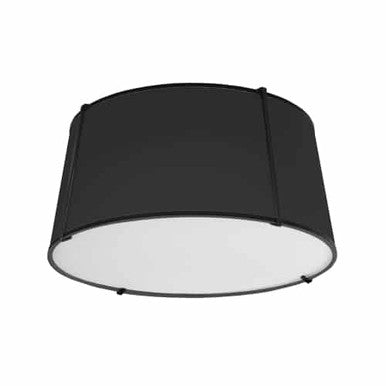 Dainolite 3 Light Trapezoid FlushMount Black Shade w/ White Fabric Diffuser  TRA-3FH-BK