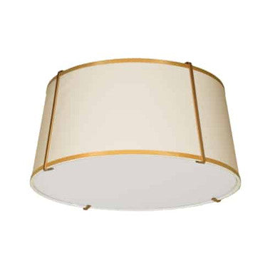 Dainolite 3 Light Trapezoid FlushMount Gold/Cream Shade w/ White Fabric Diffuser  TRA-3FH-GLD-CRM