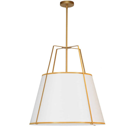 Dainolite 3 Light Trapezoid Pendant Gold frame and White Shade w/790 Diffuser TRA-3P-GLD-WH