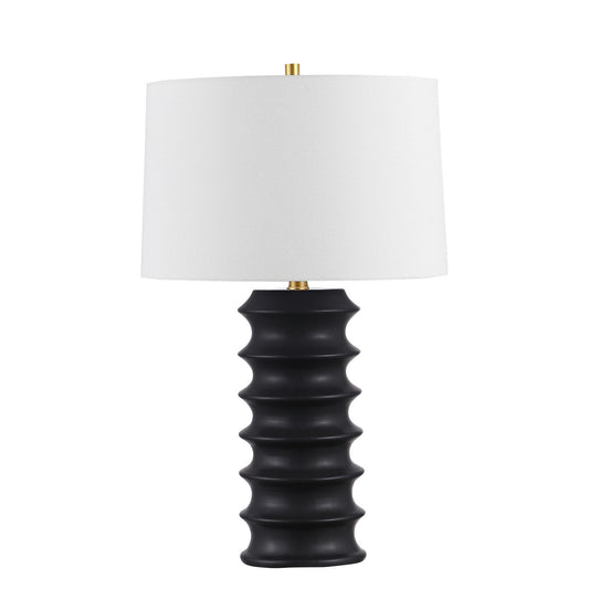 Dainolite 1 Light Incandescent Table Lamp, Matte Black with White Shade TRC-261T-MB