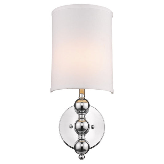 TREND Lighting St. Clare 1-Light Polished Chrome Wall Sconce With White Linen 1/2 Round Shade in Polished Chrome TW6358