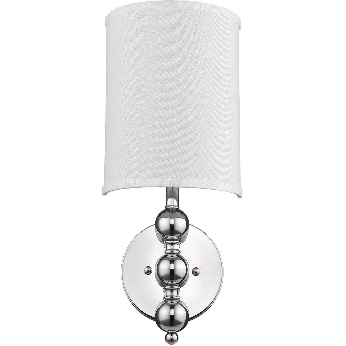 TREND Lighting St. Clare 1-Light Polished Chrome Wall Sconce With White Linen 1/2 Round Shade in Polished Chrome TW6358