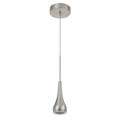 CAL Lighting Kornos intergrated LED 10W, 800 Lumen, 80 CRI Dimmable Metal Pendant Fixture Brushed Steel UP-1117