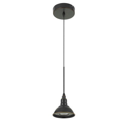 CAL Lighting Kampia intergrated LED 10W, 800 Lumen, 80 CRI Dimmable Metal Pendant Fixture Dark Bronze UP-1119