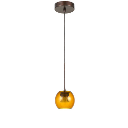 CAL Lighting Ithaca 3000K, 8W, 700 Lumen, 90 CRI Dimmable LED Glass Mini Pendant With Amber Glass Rust UP-1121