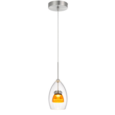 CAL Lighting Integrated dimmable LED glass mini pendant light. 6W, 450 lumen, 3000K Clear Yellow UP-128-CL-AMBCL