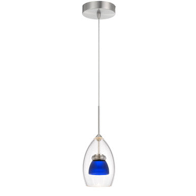 CAL Lighting Integrated dimmable LED glass mini pendant light. 6W, 450 lumen, 3000K Frosted Blue UP-128-CL-BLUFR