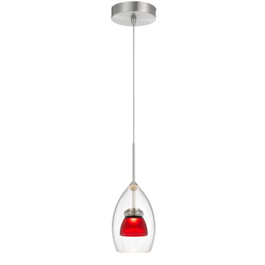 CAL Lighting Integrated dimmable LED glass mini pendant light. 6W, 450 lumen, 3000K Frosted Red UP-128-CL-REDFR