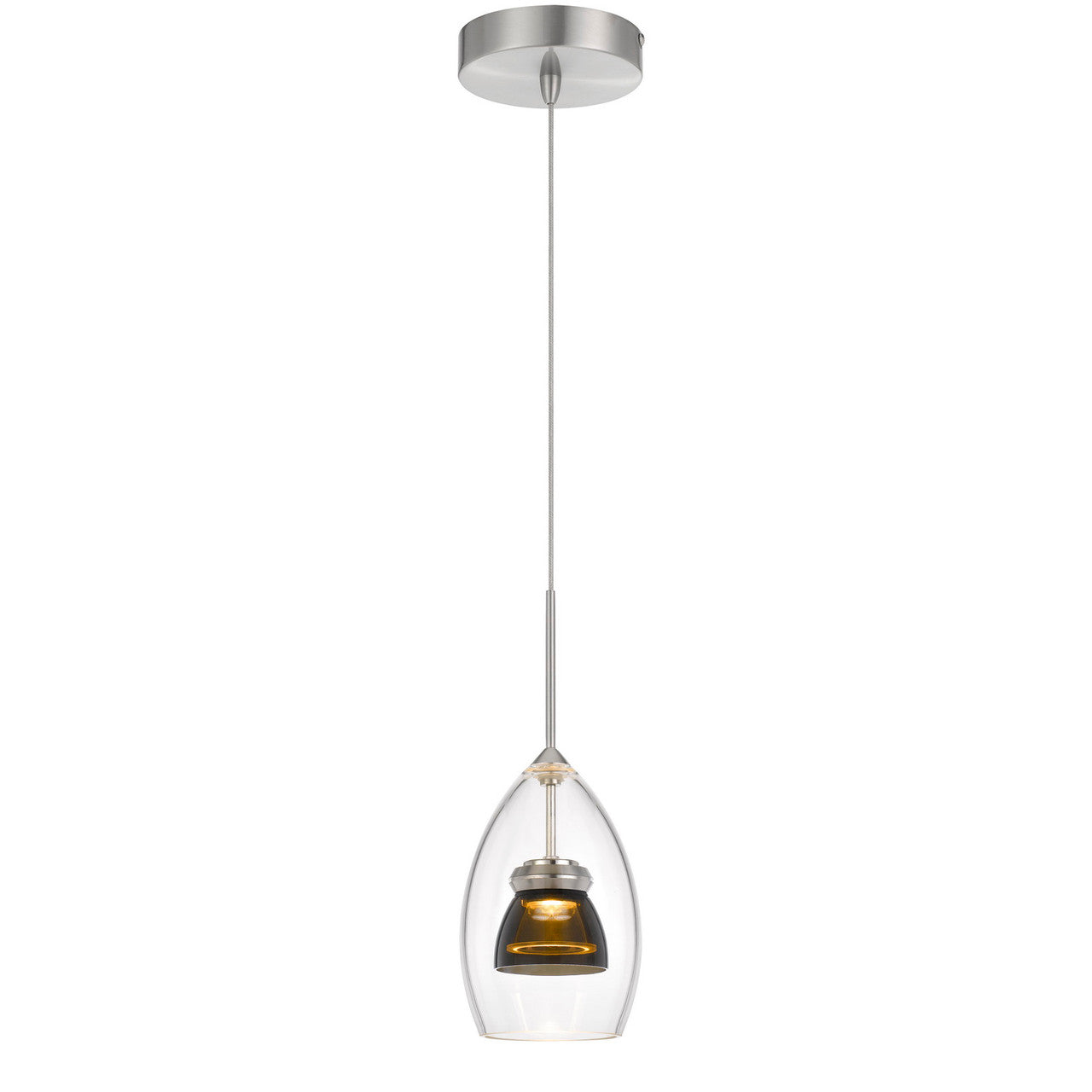 CAL Lighting Integrated dimmable LED glass mini pendant light. 6W, 450 lumen, 3000K Smoked UP-128-CL-SMOCL