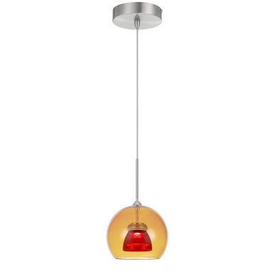 CAL Lighting Integrated dimmable LED glass mini pendant light. 6W, 450 lumen, 3000K Amber/Red UP-335-AM-REDCL