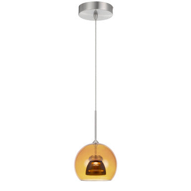 CAL Lighting Integrated dimmable LED glass mini pendant light. 6W, 450 lumen, 3000K Amber/Smoke UP-335-AM-SMOCL