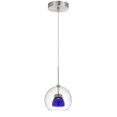 CAL Lighting Integrated dimmable LED glass mini pendant light. 6W, 450 lumen, 3000K Clear Blue UP-335-CL-BLUCL