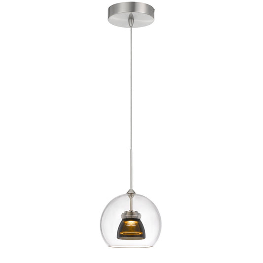 CAL Lighting Integrated dimmable LED glass mini pendant light. 6W, 450 lumen, 3000K Smoked UP-335-CL-SMOCL