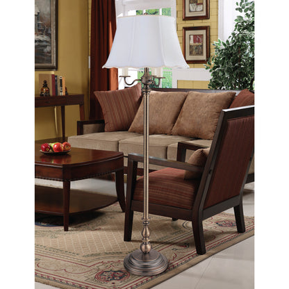 Lite Master Ridgefield Floor Lamp in Dark Solid Brass Finish with Scalloped Shade F779DB-SR