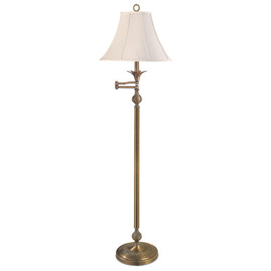 Lite Master Preston Swing Arm Floor Lamp in Antique Solid Brass F7321AB-SL